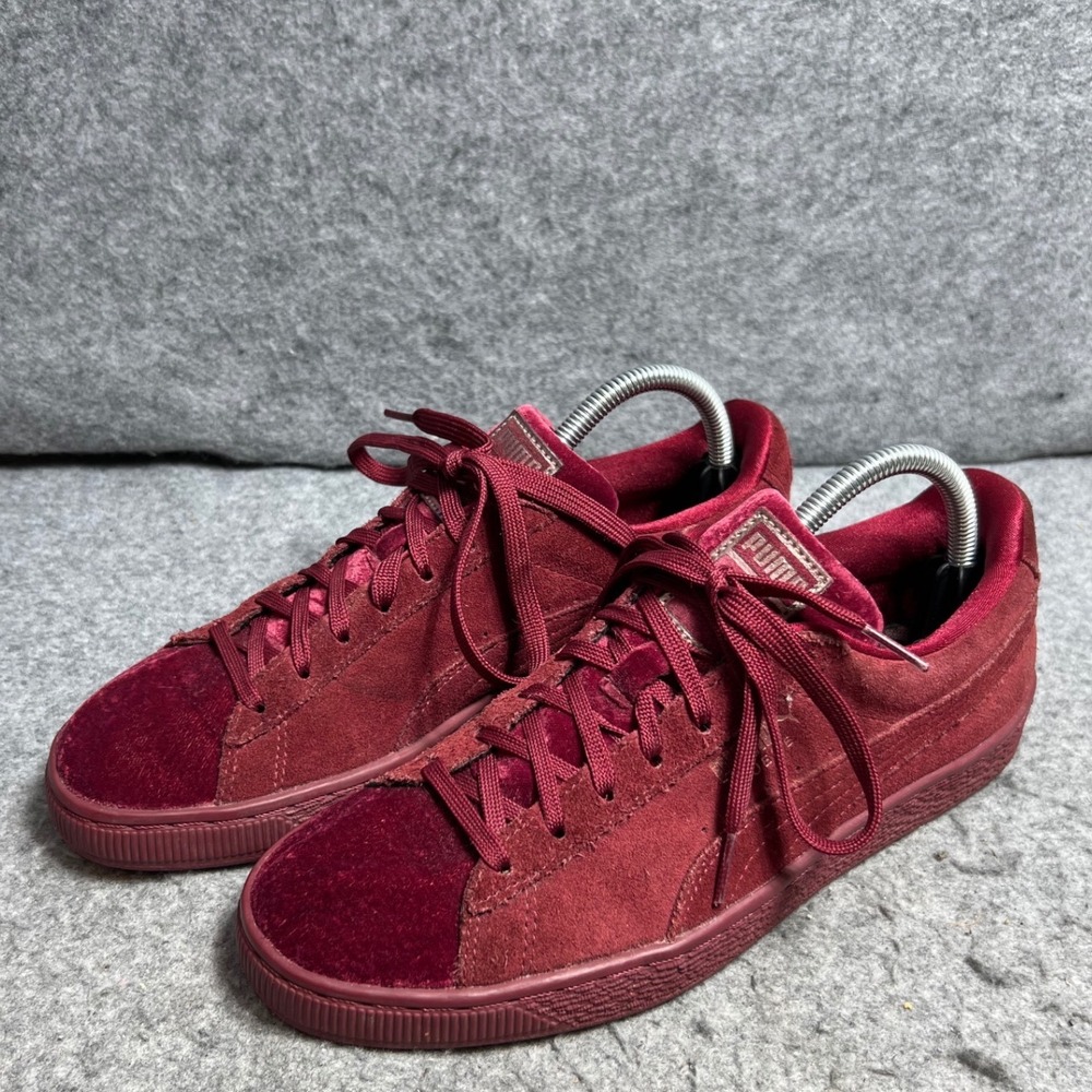 Puma Suede Classic Velvet Burgundy Maroon Sneakers Womens Low Top Shoes 10